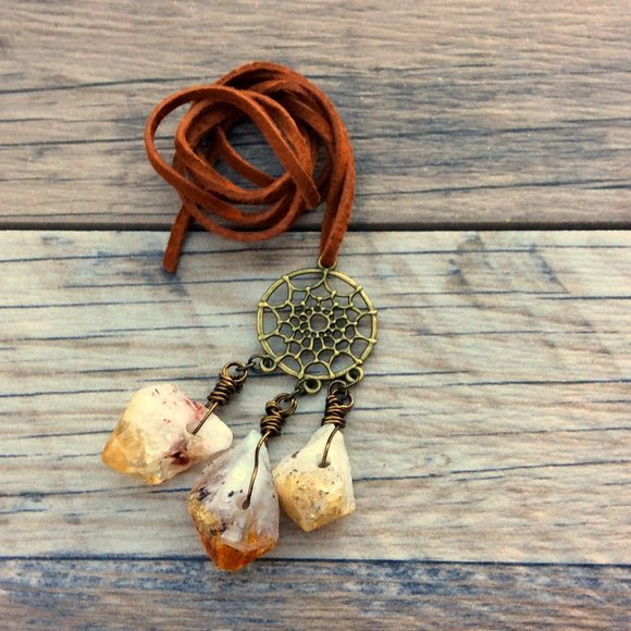 Citrine rear view mirror crystal car charm, healing jewelry, necklace - Picture 4 of 7